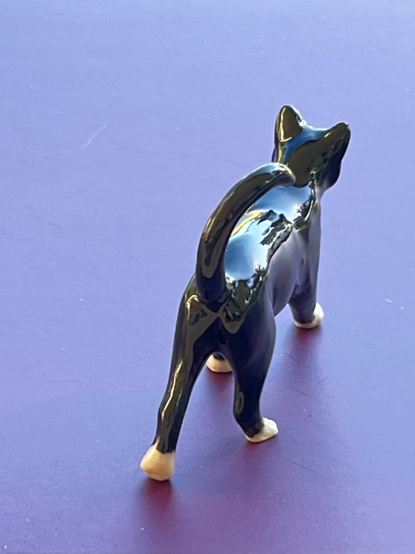 Miniature Porcelain Tuxedo Cat Walking