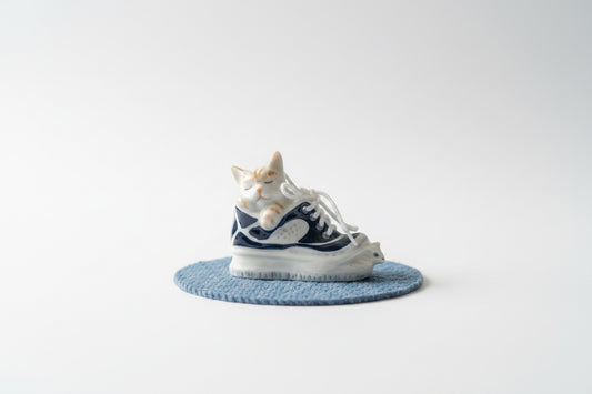 Miniature Cat Sleeping in Shoe with Mouse