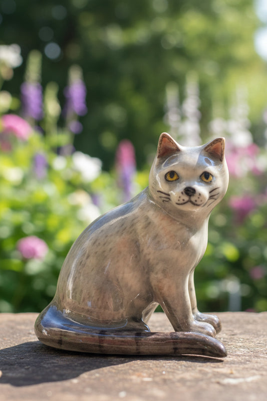Miniature Porcelain Russian Blue Cat Figurine