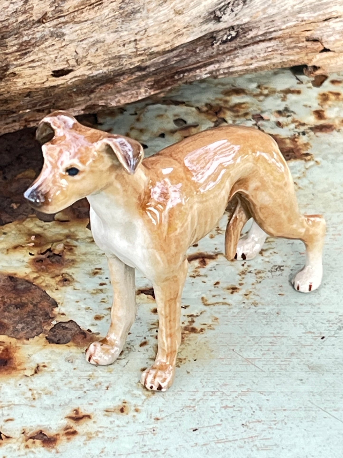Miniature Porcelain Whippet Dog Figurine