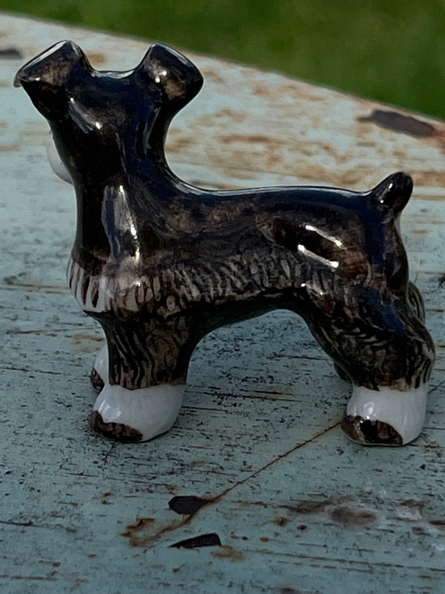 Miniature Porcelain Schnauzer Dog Figurine