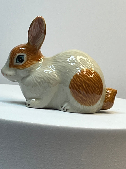 Miniature Porcelain Ginger & White Rabbit Figurine