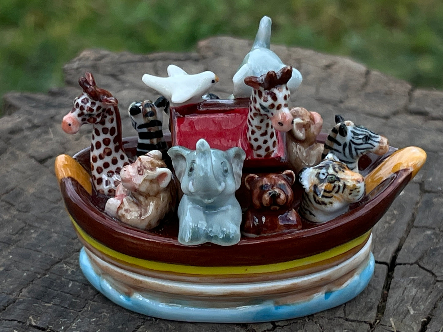 Miniature Porcelain Noah's Ark Trinket Holder