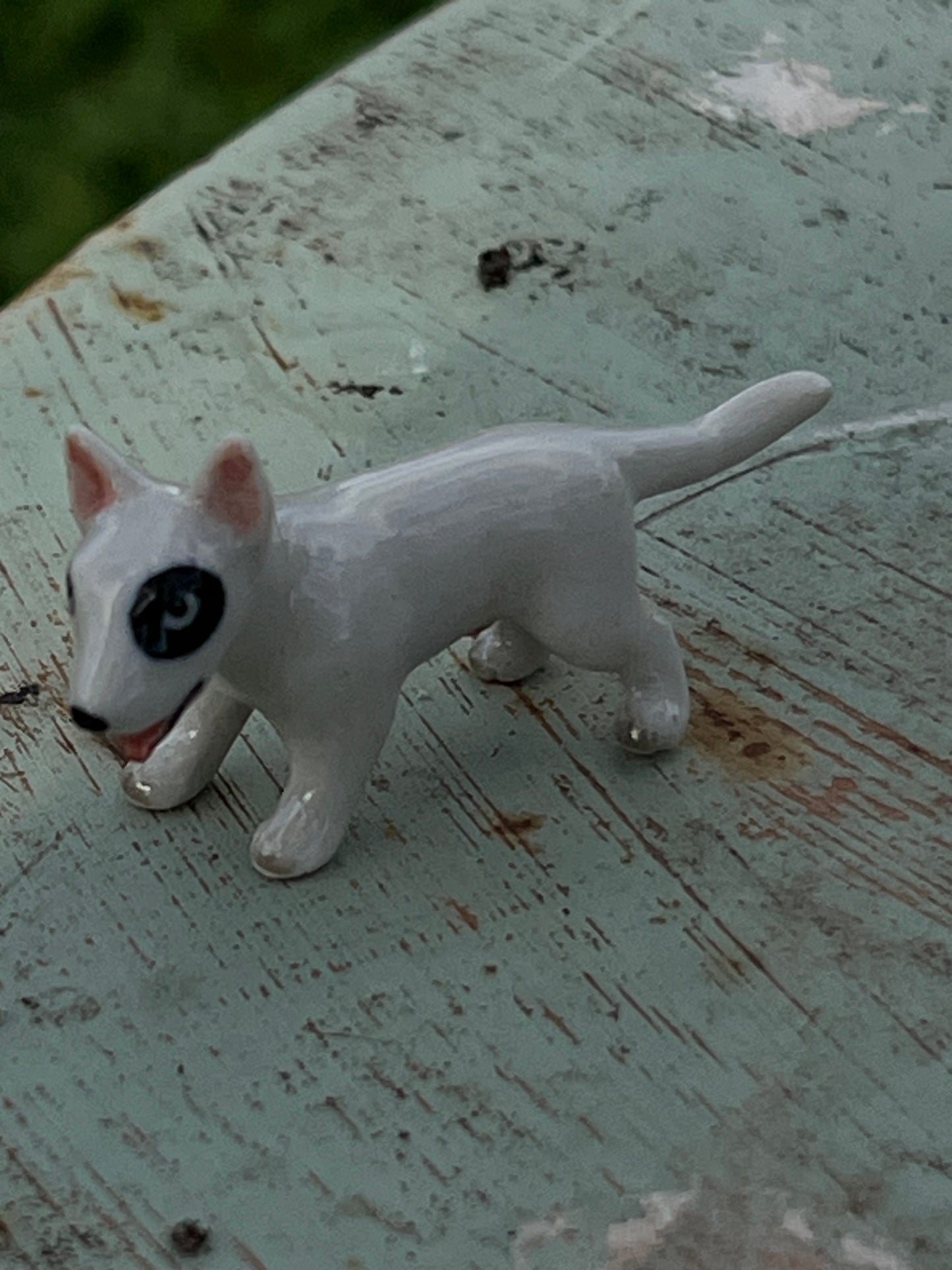 Miniature Porcelain Bull Terrier Dog Figurine Standing