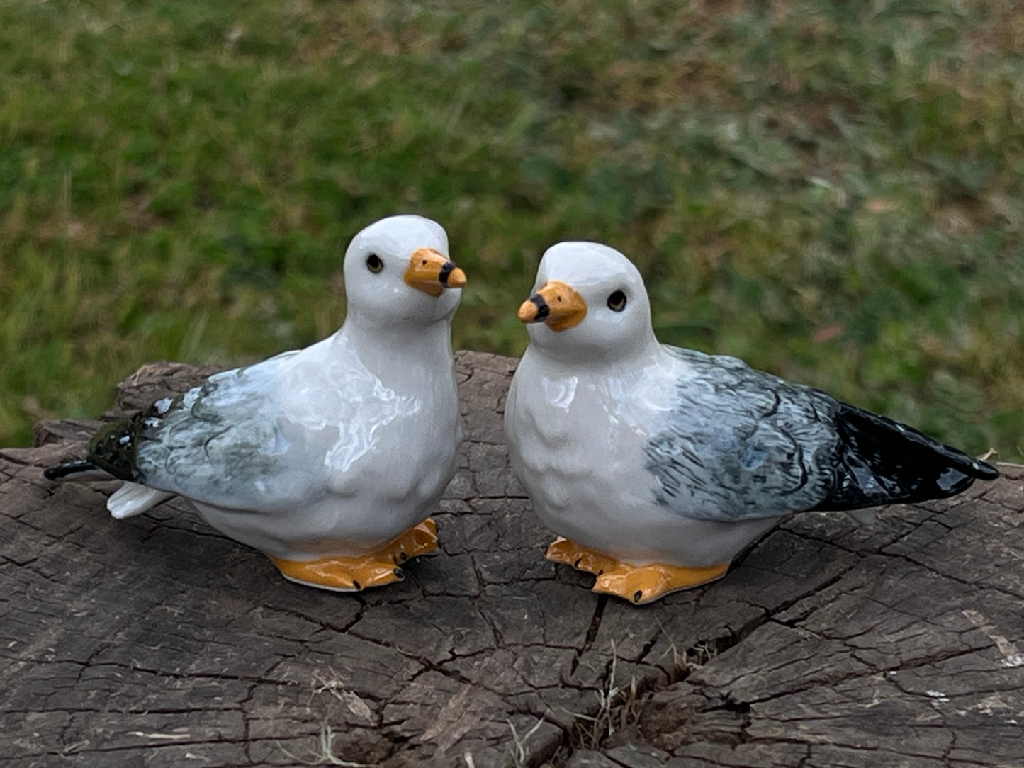 Miniature Porcelain Seagull Figurines — Set of 2