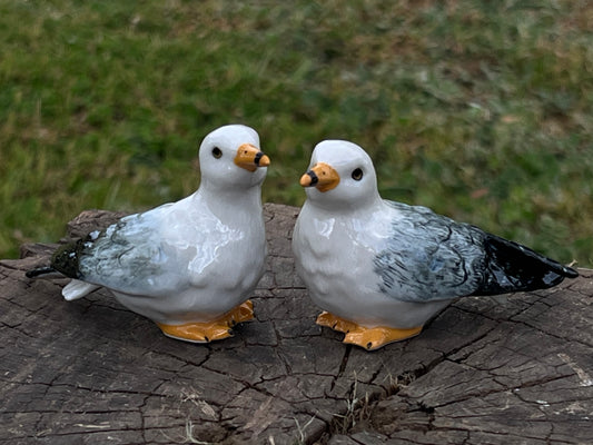 Miniature Porcelain Seagull Figurines — Set of 2