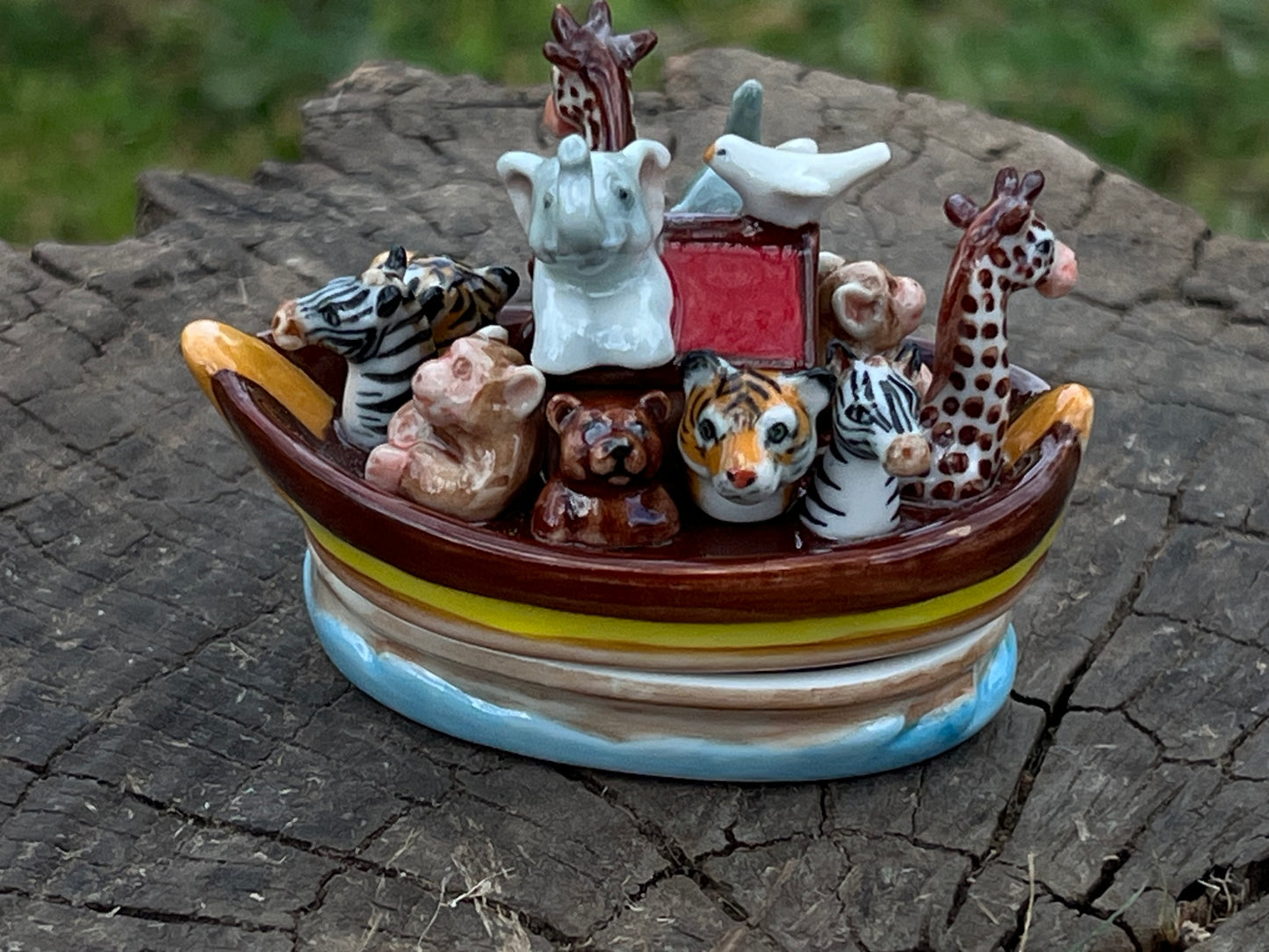 Miniature Porcelain Noah's Ark Trinket Holder