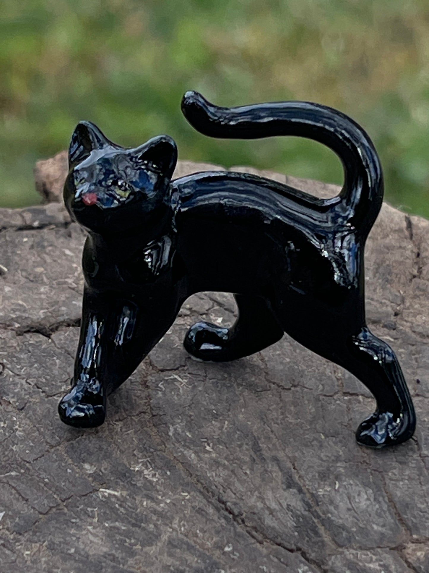 Miniature Porcelain Black Cat Figurine