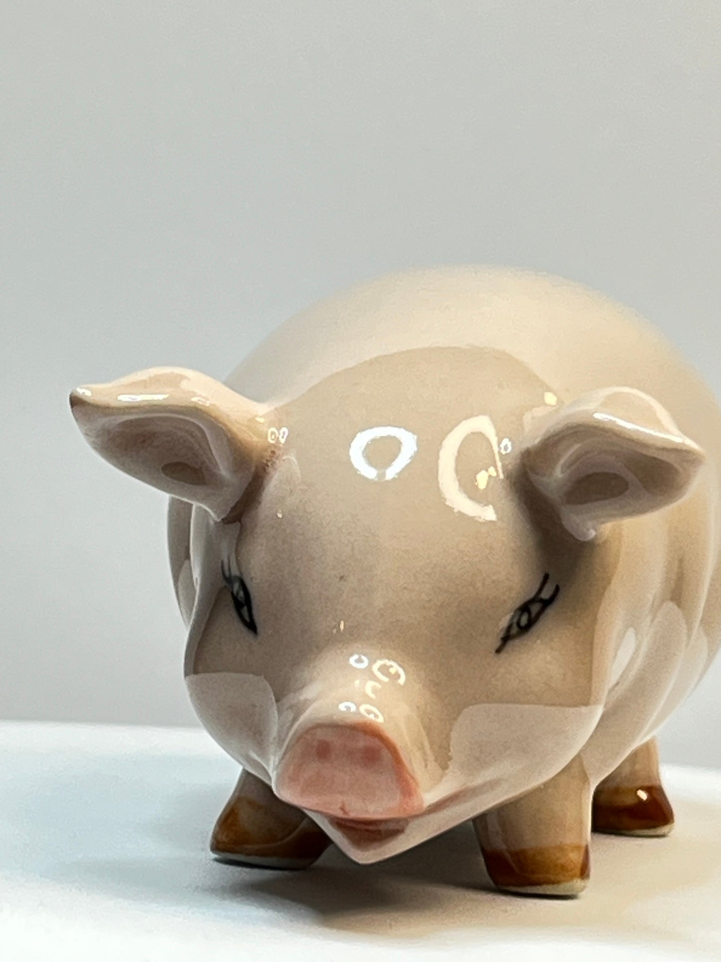 Miniature Porcelain Pig Figurine Large