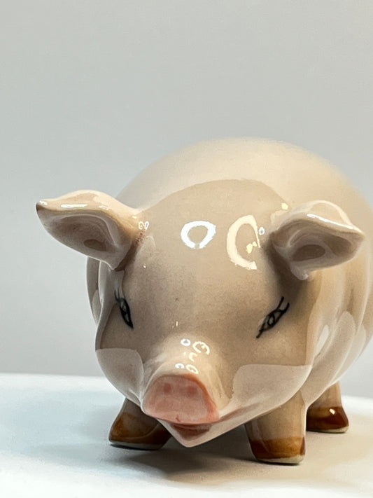 Miniature Porcelain Pig Figurine Large