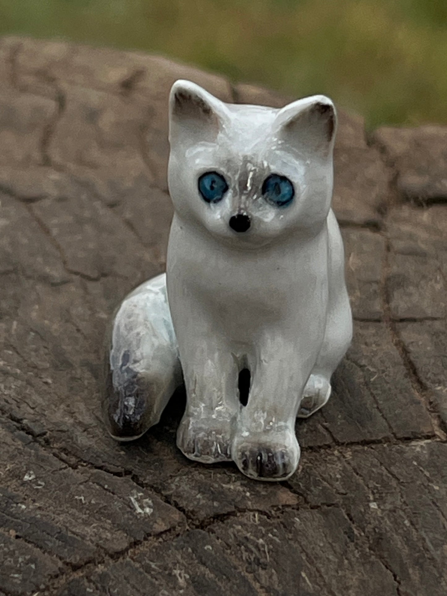 Miniature Porcelain Cat Kitten Figurine Sitting Siamese
