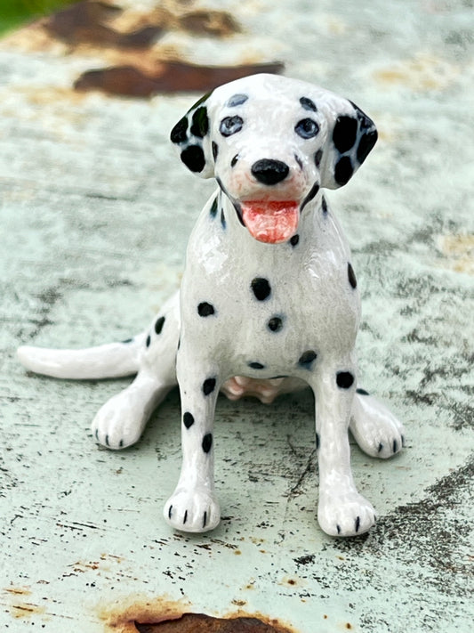 Miniature Porcelain Dog Figurine Dalmatian Sitting Dog Breed