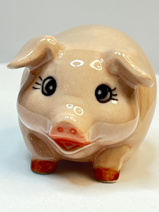 Miniature Porcelain Pig Figurine Medium