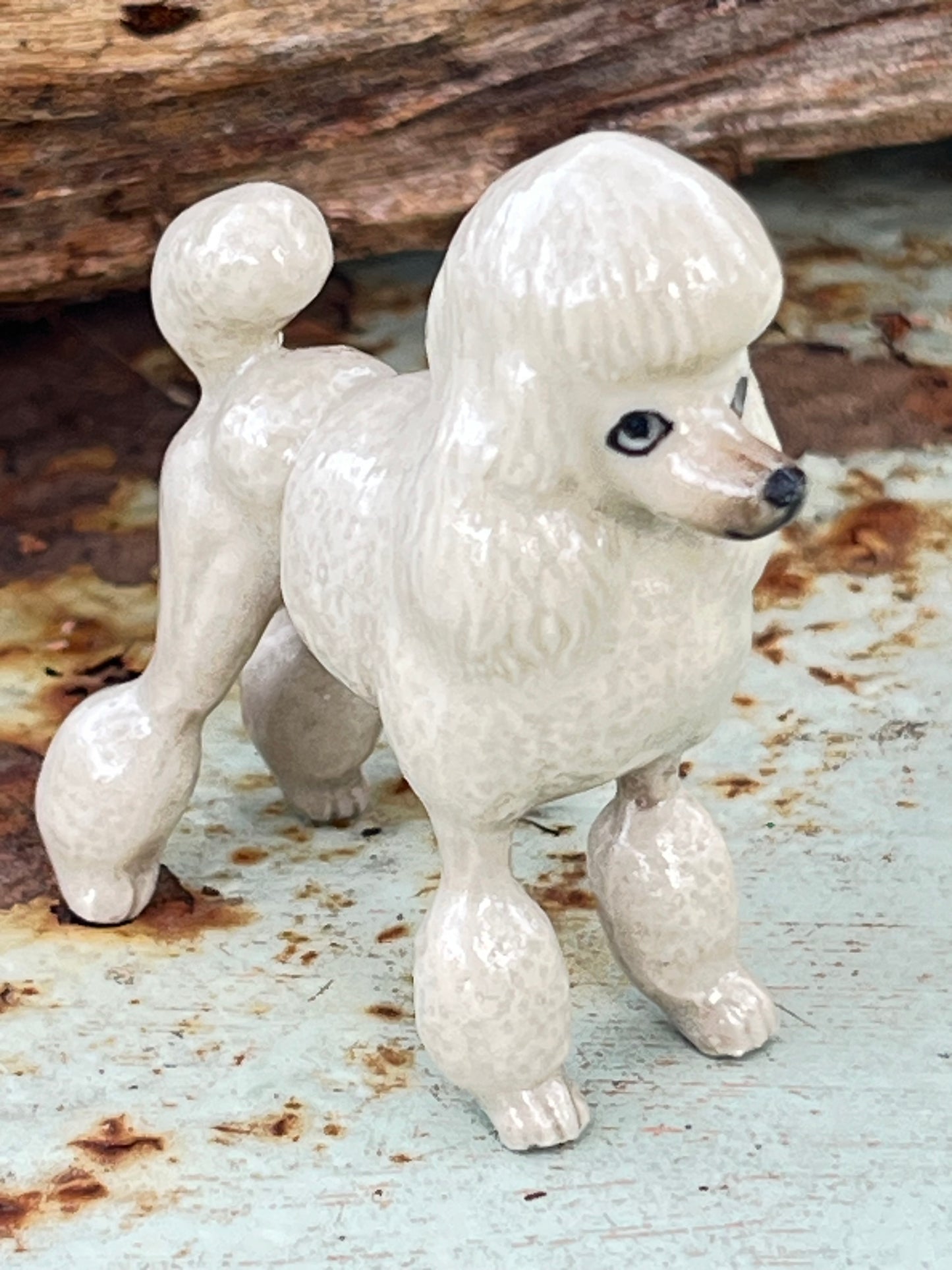 Miniature Porcelain White Poodle Dog Figurine