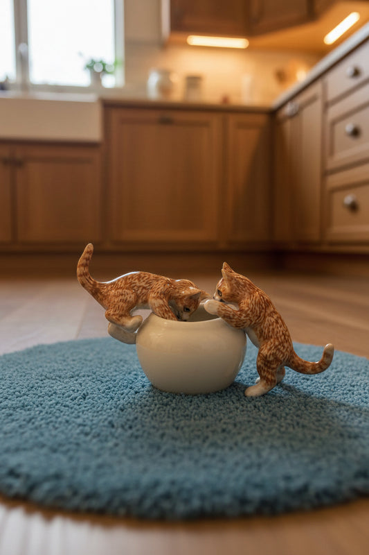 Miniature Porcelain Cats Kittens Figurines Ginger Kittens Cats In Jar