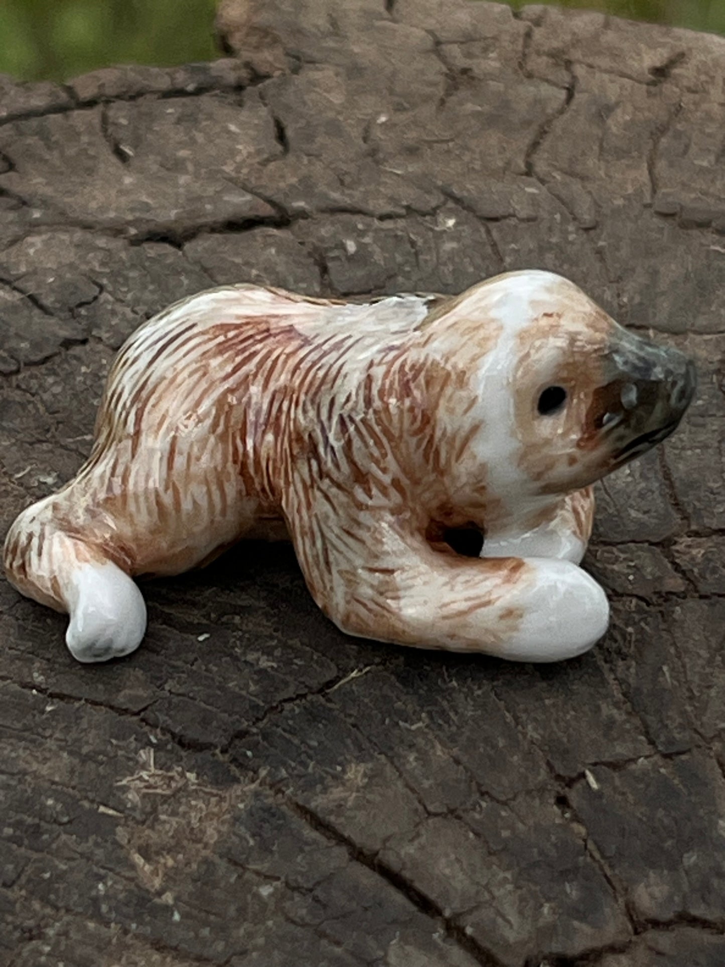 Miniature Porcelain Baby Sloth Laying Down Figurine