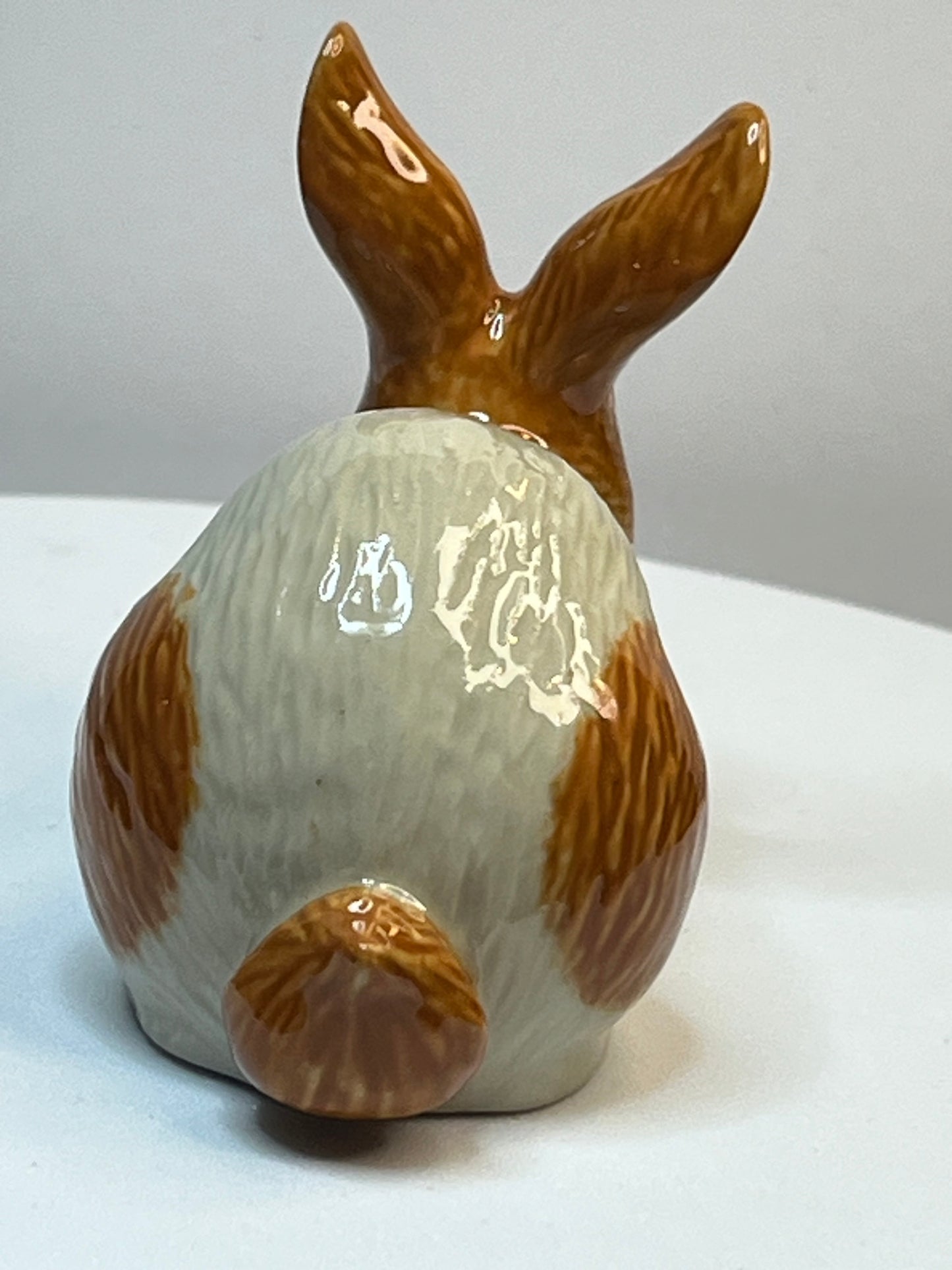 Miniature Porcelain Ginger & White Rabbit Figurine