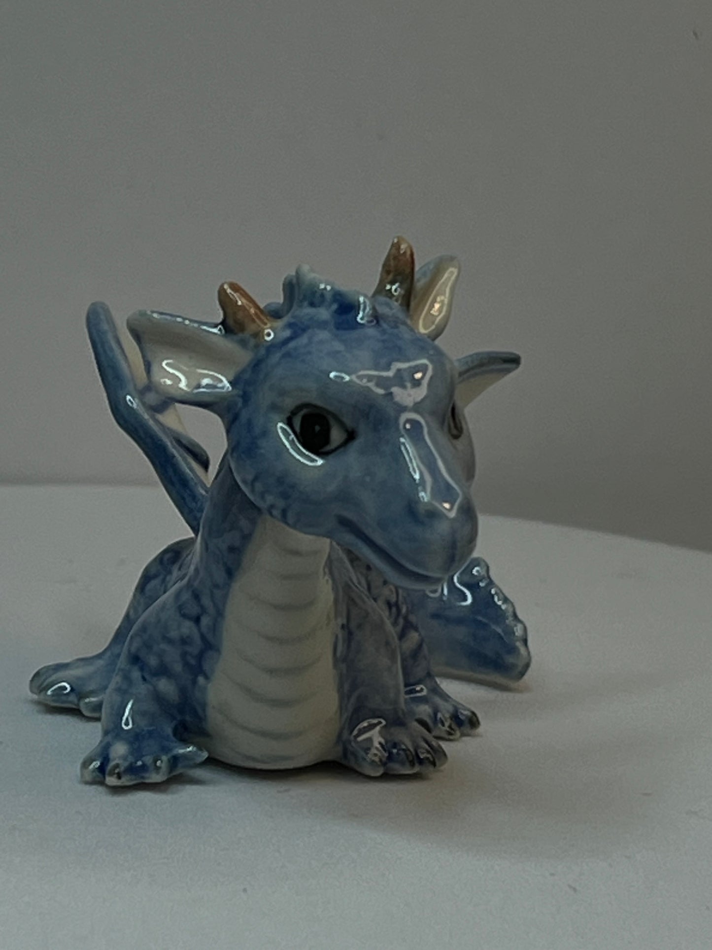 Miniature Porcelain Blue Dragon Figurine