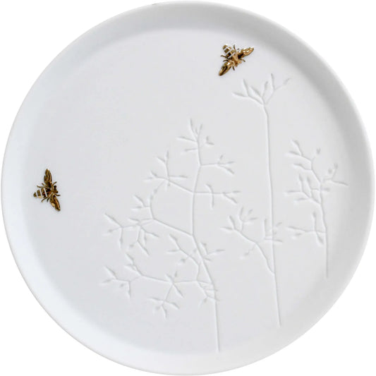 Bee White Porcelain Plate