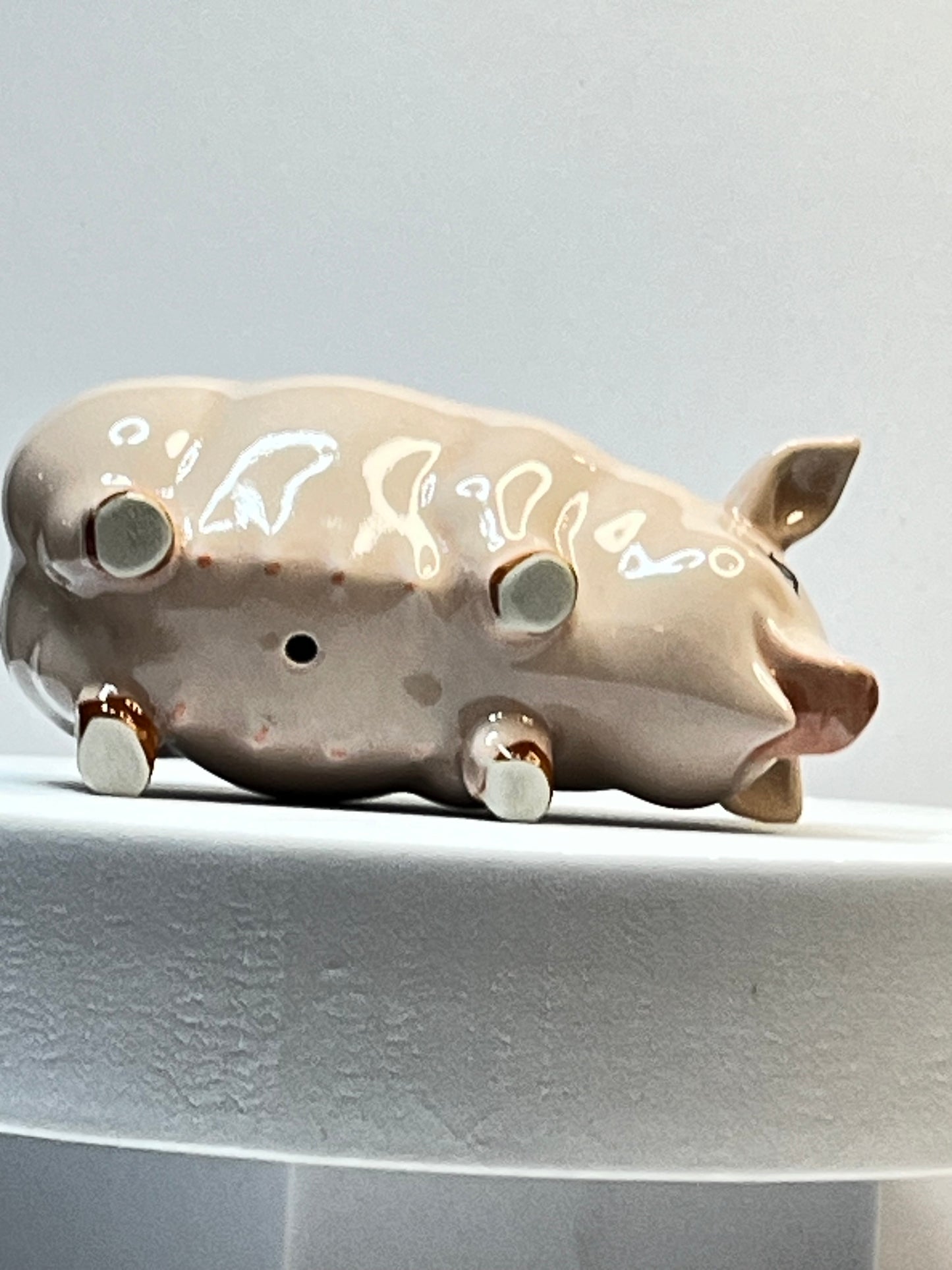 Miniature Porcelain Pig Figurine Large