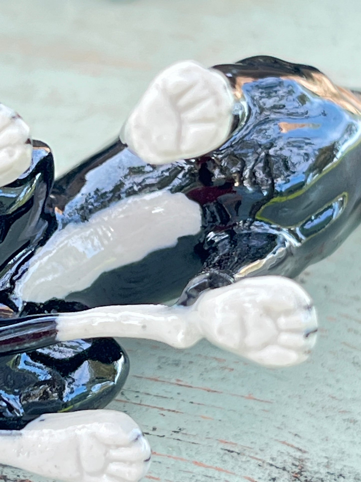 Miniature Porcelain Dog Figurines Black And White Greyhound Family Dog Breed