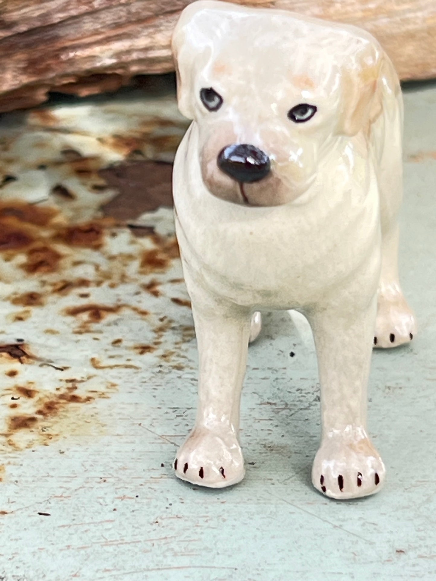 Miniature Porcelain Dog Figurine Light Labrador Standing