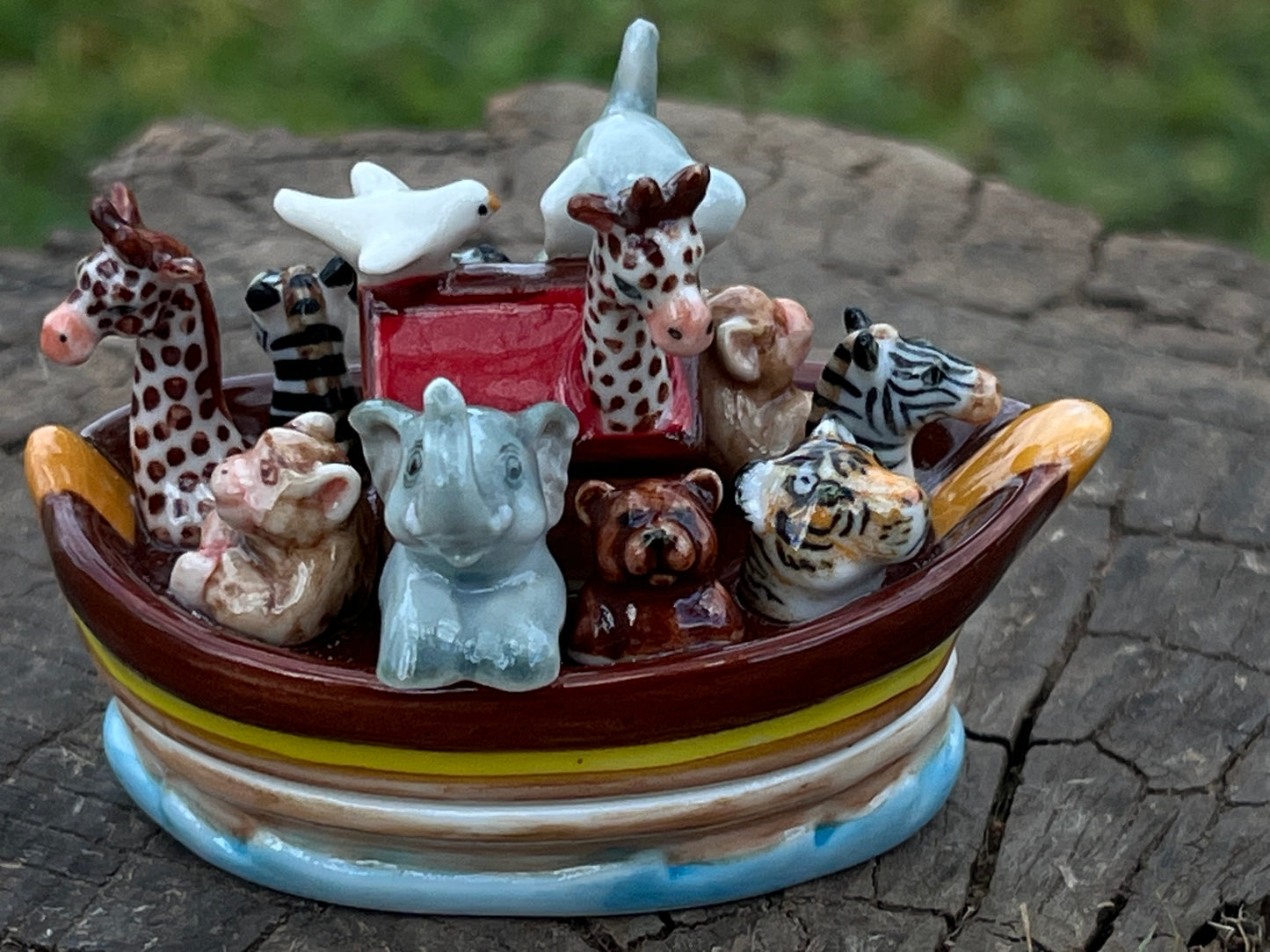 Miniature Porcelain Noah's Ark Trinket Holder