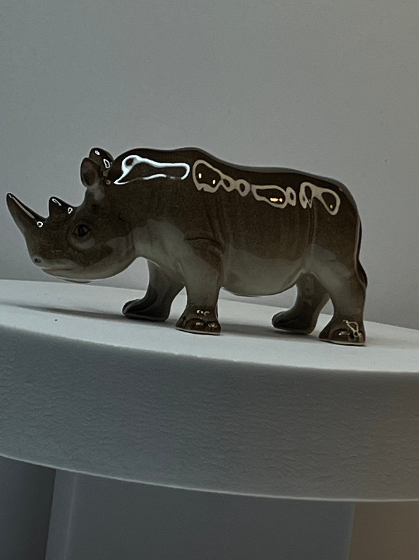 Miniature Large Porcelain Rhino Figurine