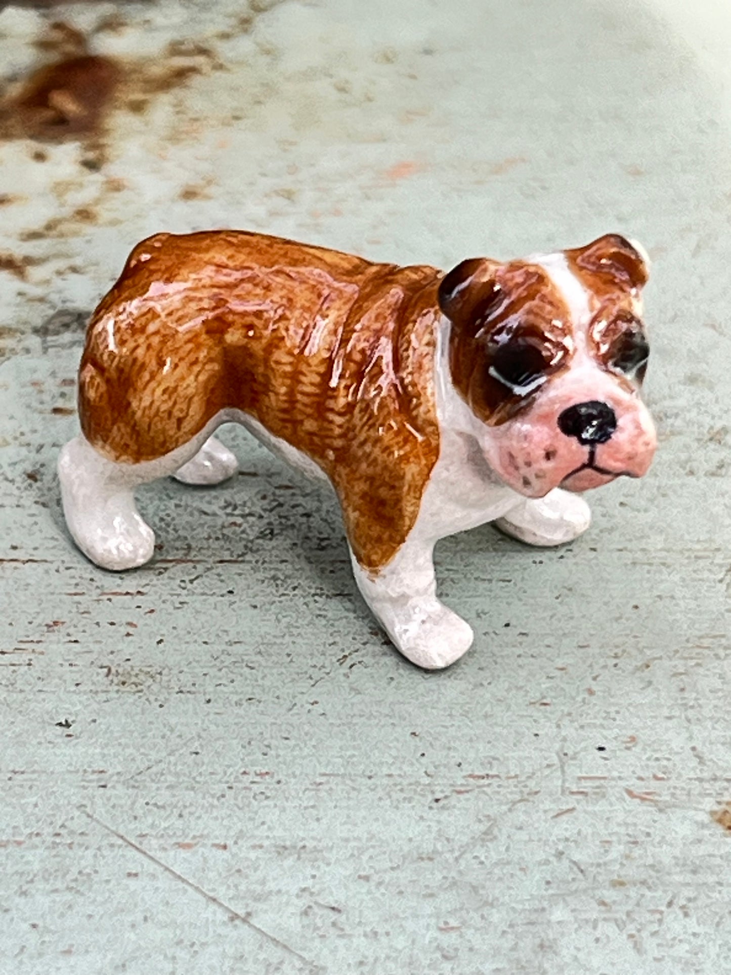 Miniature Porcelain Dog Figurine English Bulldog Mini