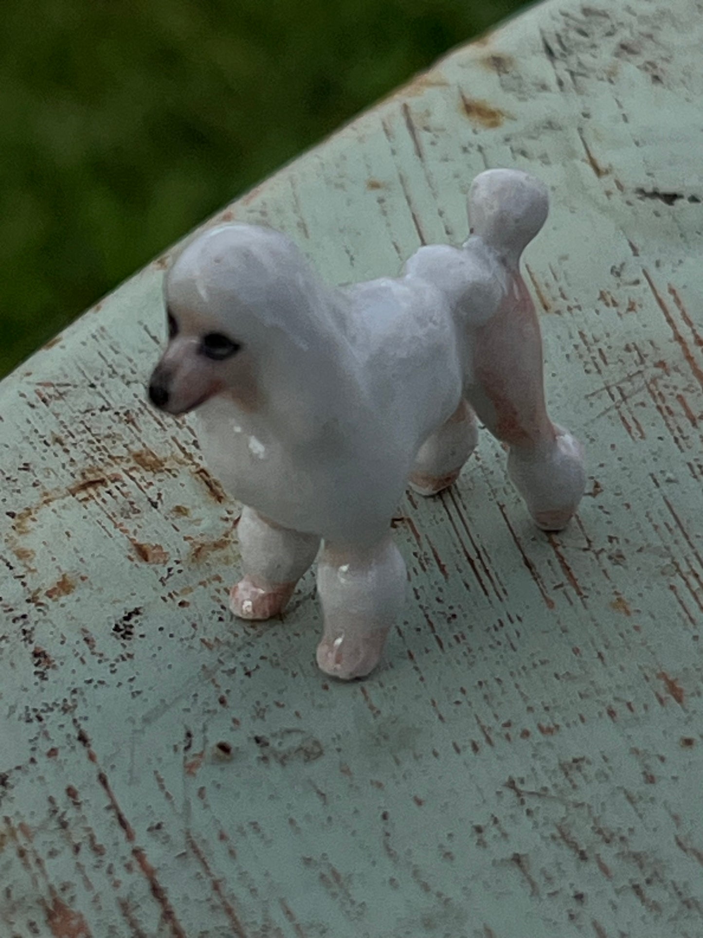 Miniature Porcelain White Poodle Dog Figurine