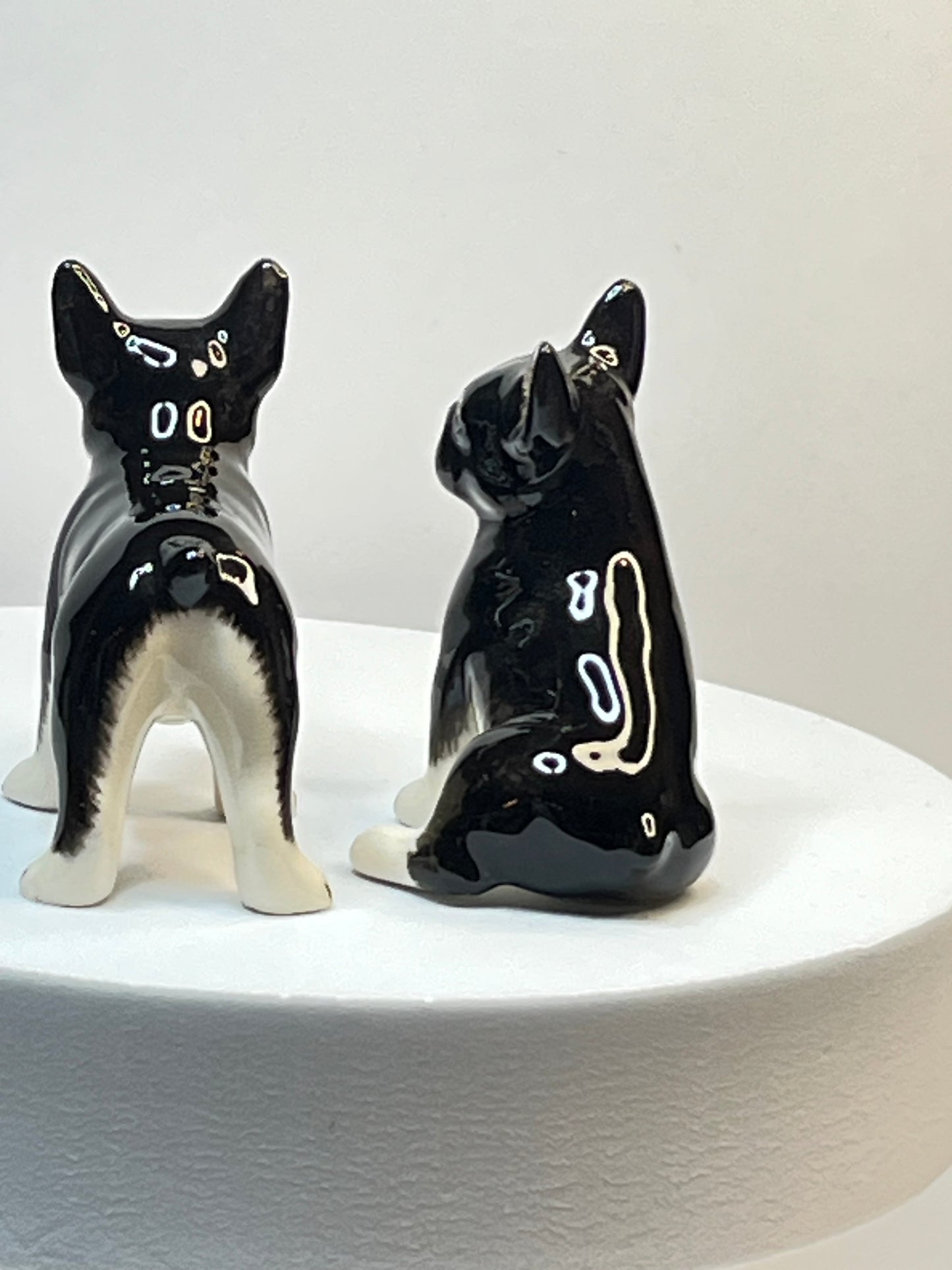 Miniature Porcelain French Bulldog Figurines Set of 2