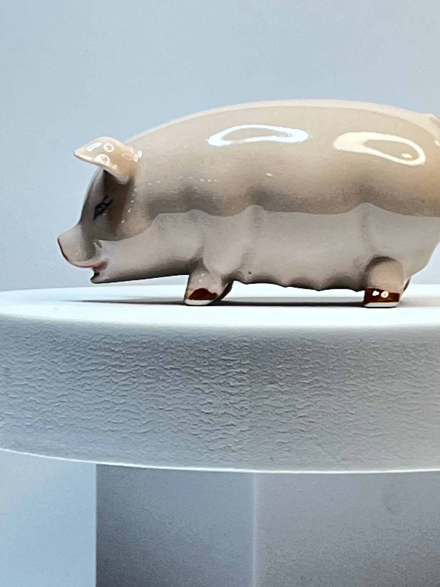 Miniature Porcelain Pig Figurine Large