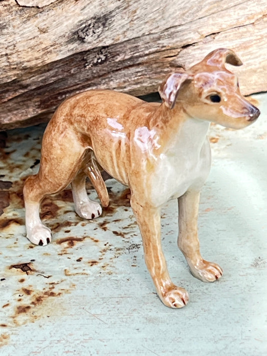 Miniature Porcelain Whippet Dog Figurine