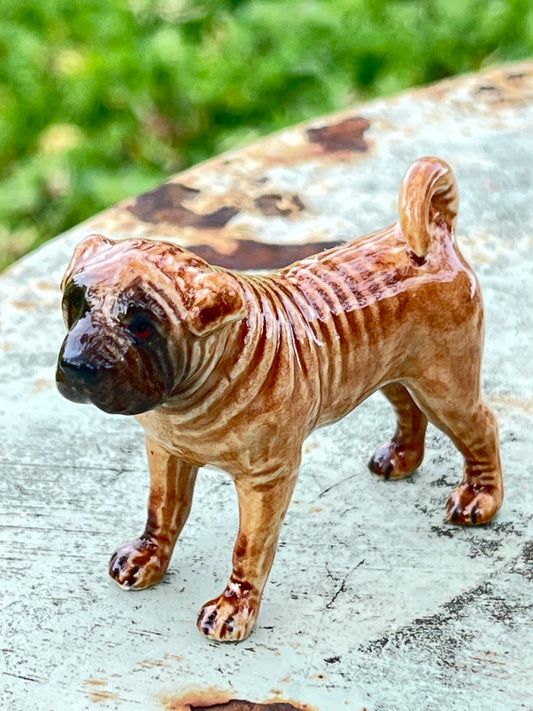 Miniature Porcelain Standing Shar Pei Dog Figurine