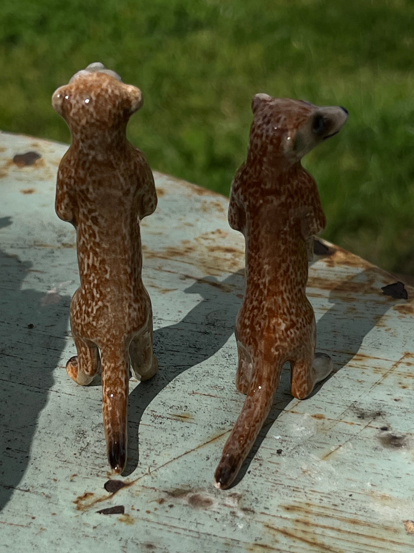 Miniature Porcelain Meerkat Figurines Set of 2