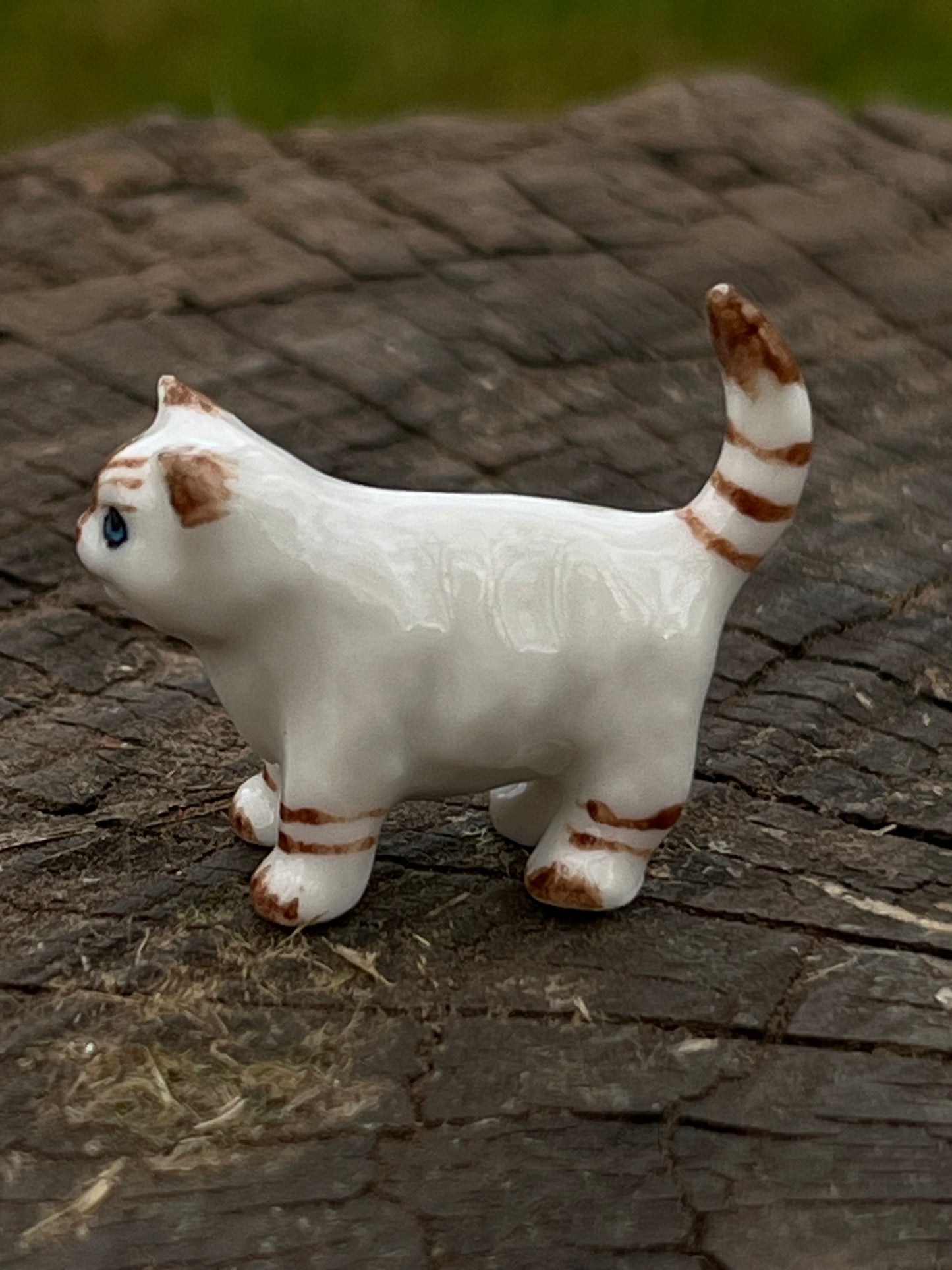 Miniature Porcelain White and Ginger Kitten Figurine