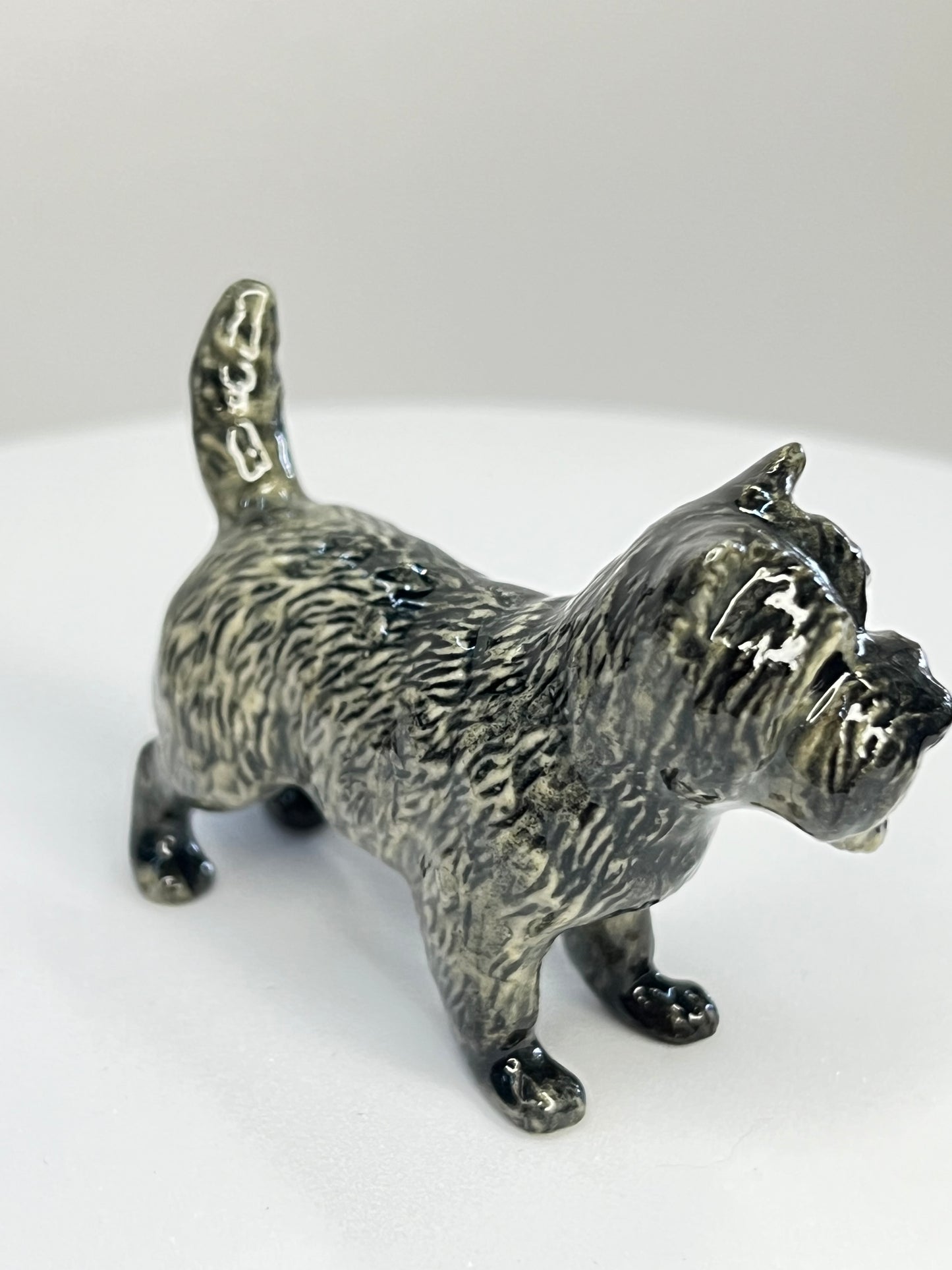 Miniature Porcelain Black Grey Cairn Terrier Figurine