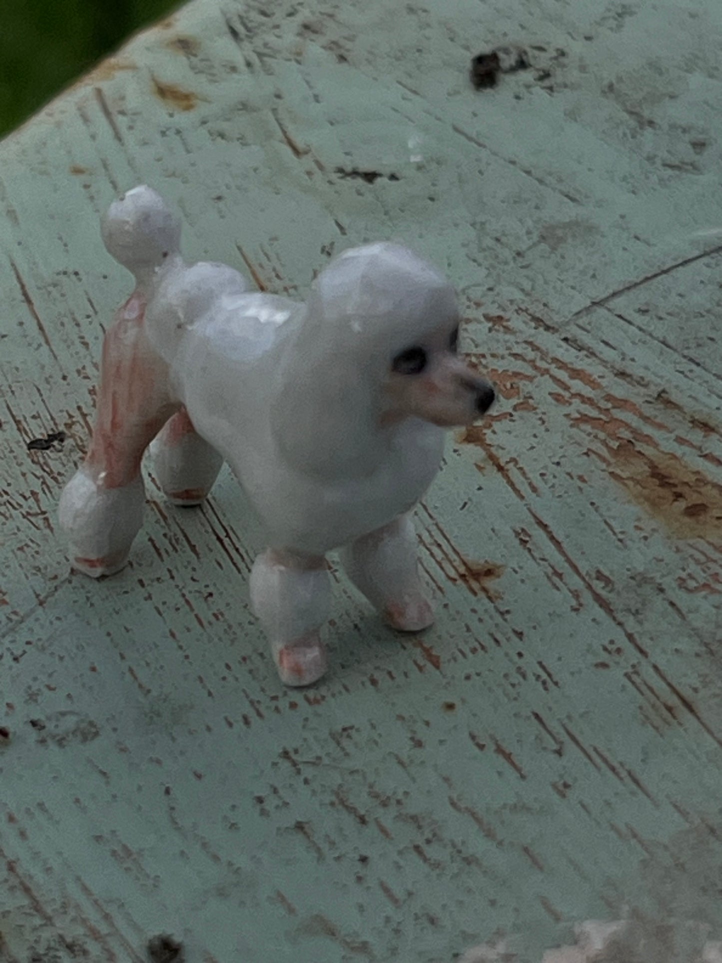 Miniature Porcelain White Poodle Dog Figurine