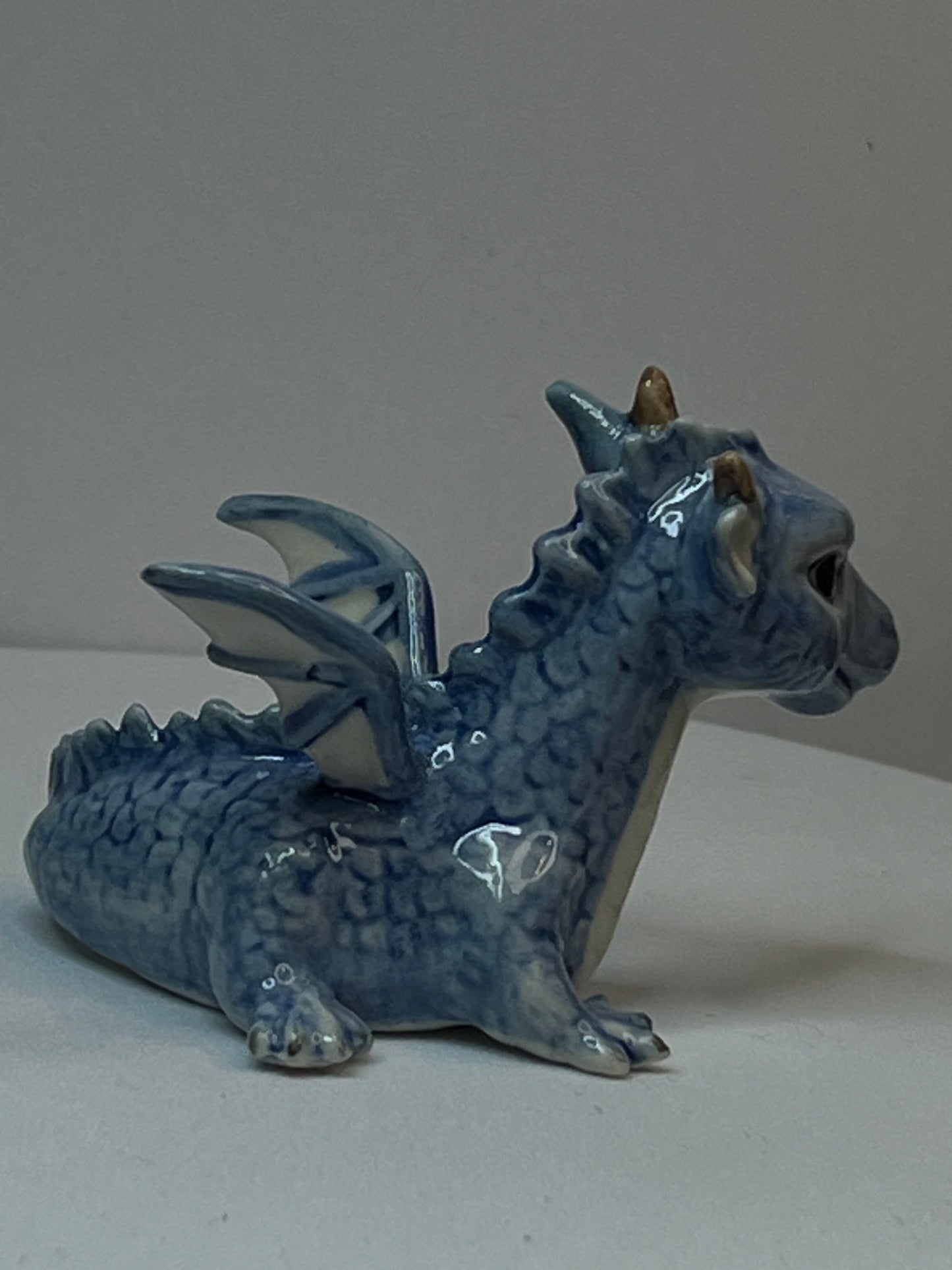 Miniature Porcelain Blue Dragon Figurine