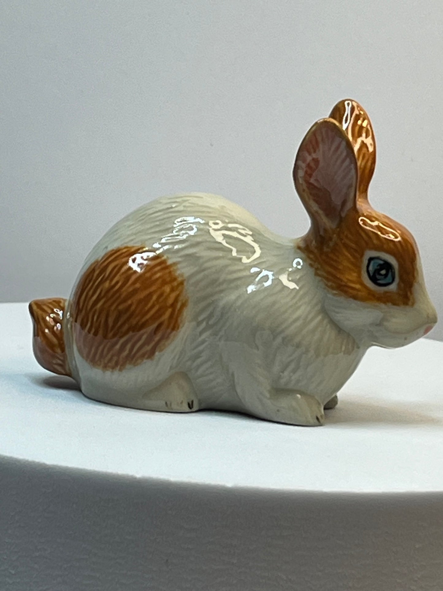 Miniature Porcelain Ginger & White Rabbit Figurine