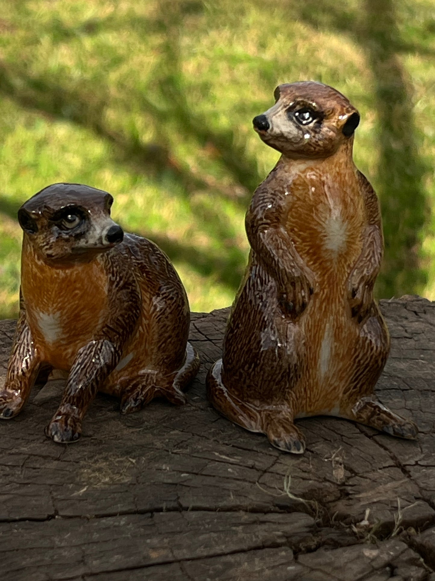 Miniature Porcelain Meerkat Figurines — Set of 2