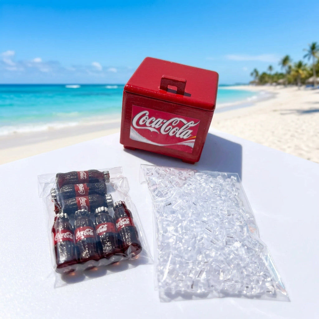 Miniature Coca-Cola Ice Chest Figurine with Coke Bottles and Ice