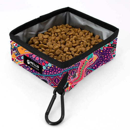 Dog or Cat Pet Portable Food & Water Bowl Aussie Dreaming Design