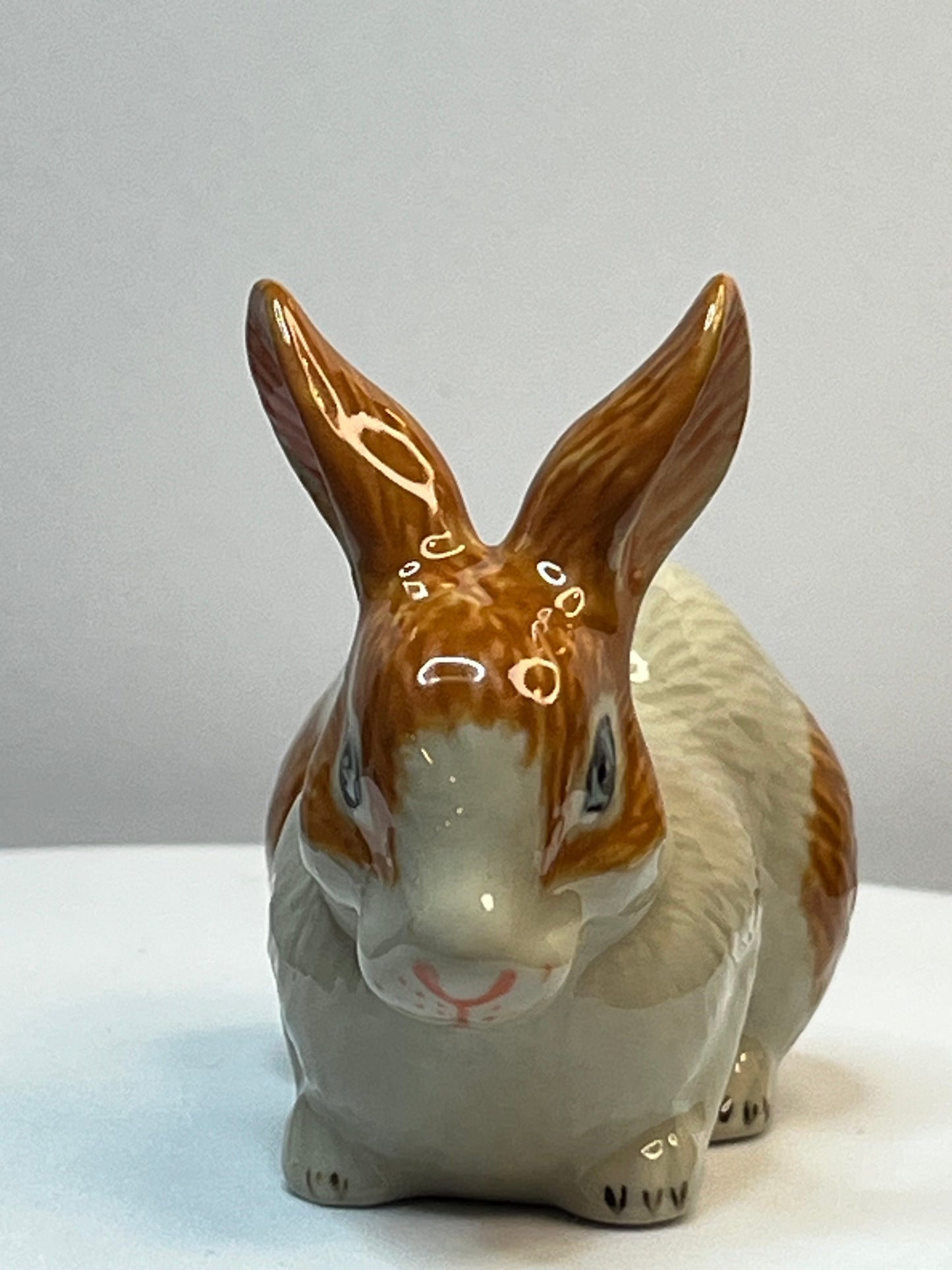 Miniature Porcelain Ginger & White Rabbit Figurine