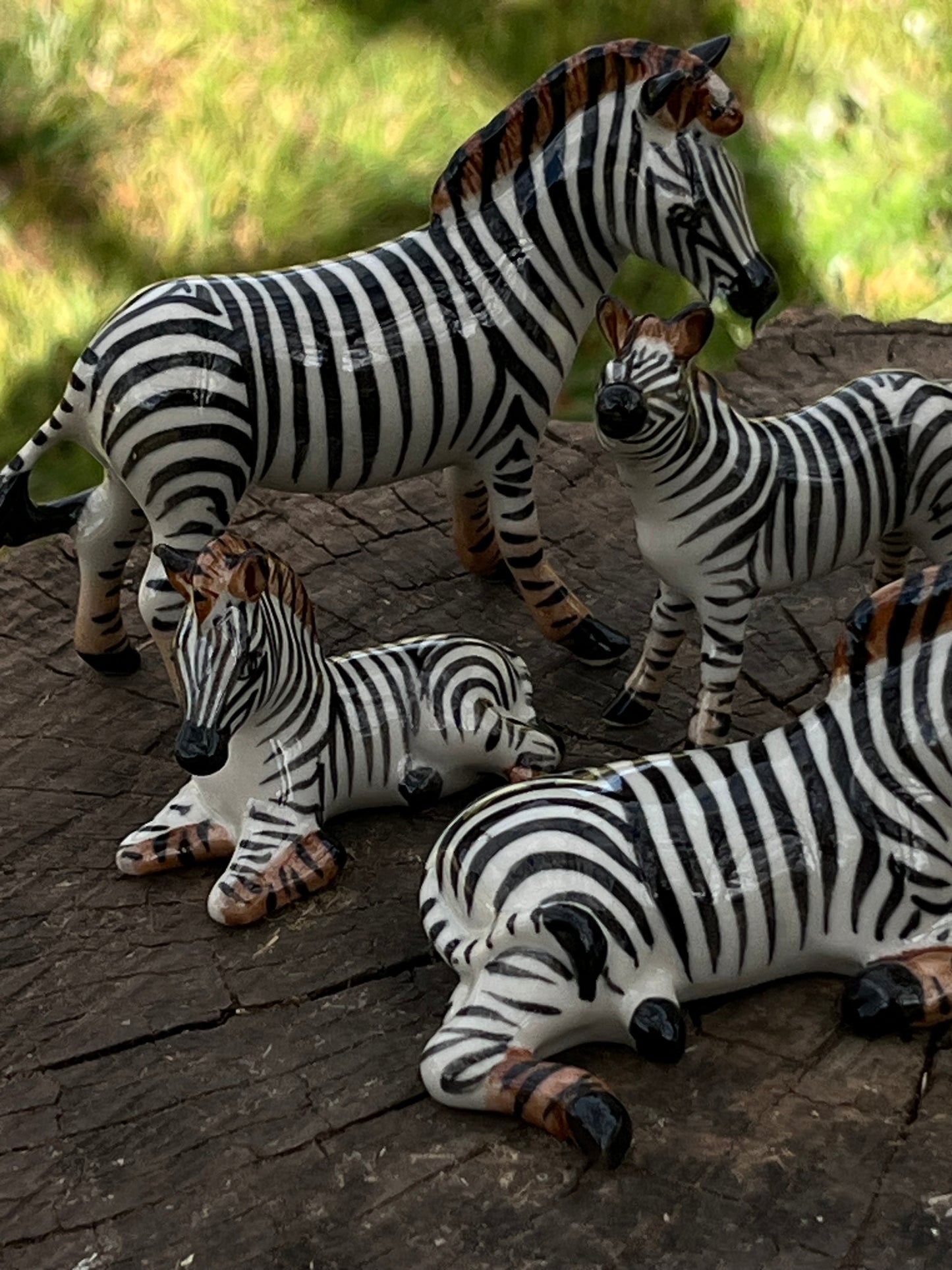 Miniature Porcelain Zebra Figurines — Set of 5