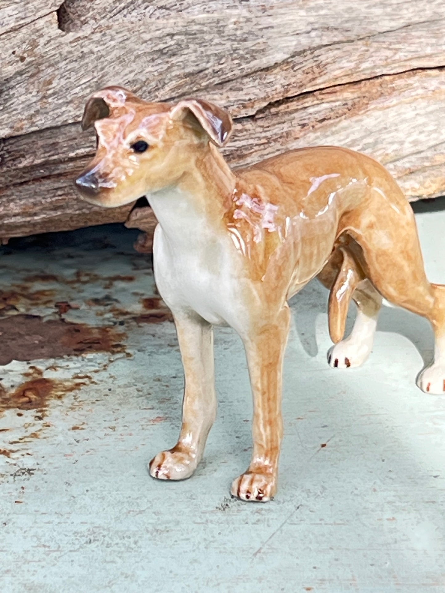 Miniature Porcelain Whippet Dog Figurine
