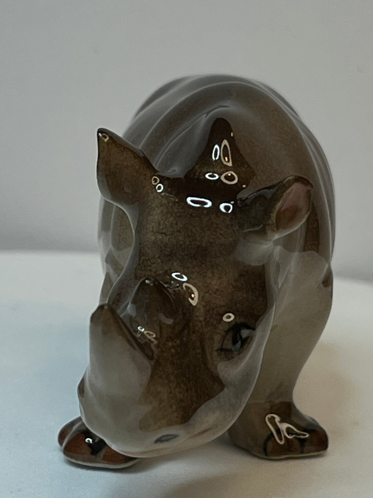 Miniature Large Porcelain Rhino Figurine
