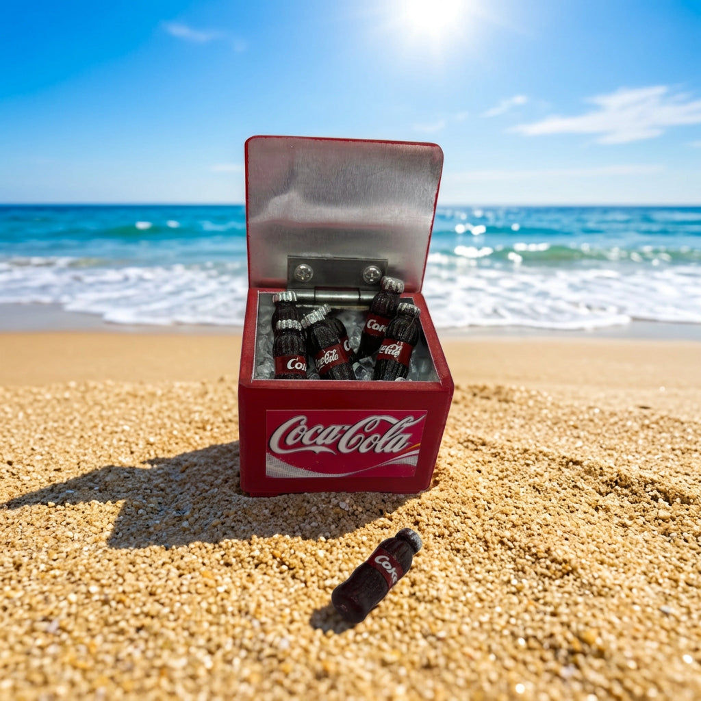 Miniature Coca-Cola Ice Chest Figurine with Coke Bottles and Ice