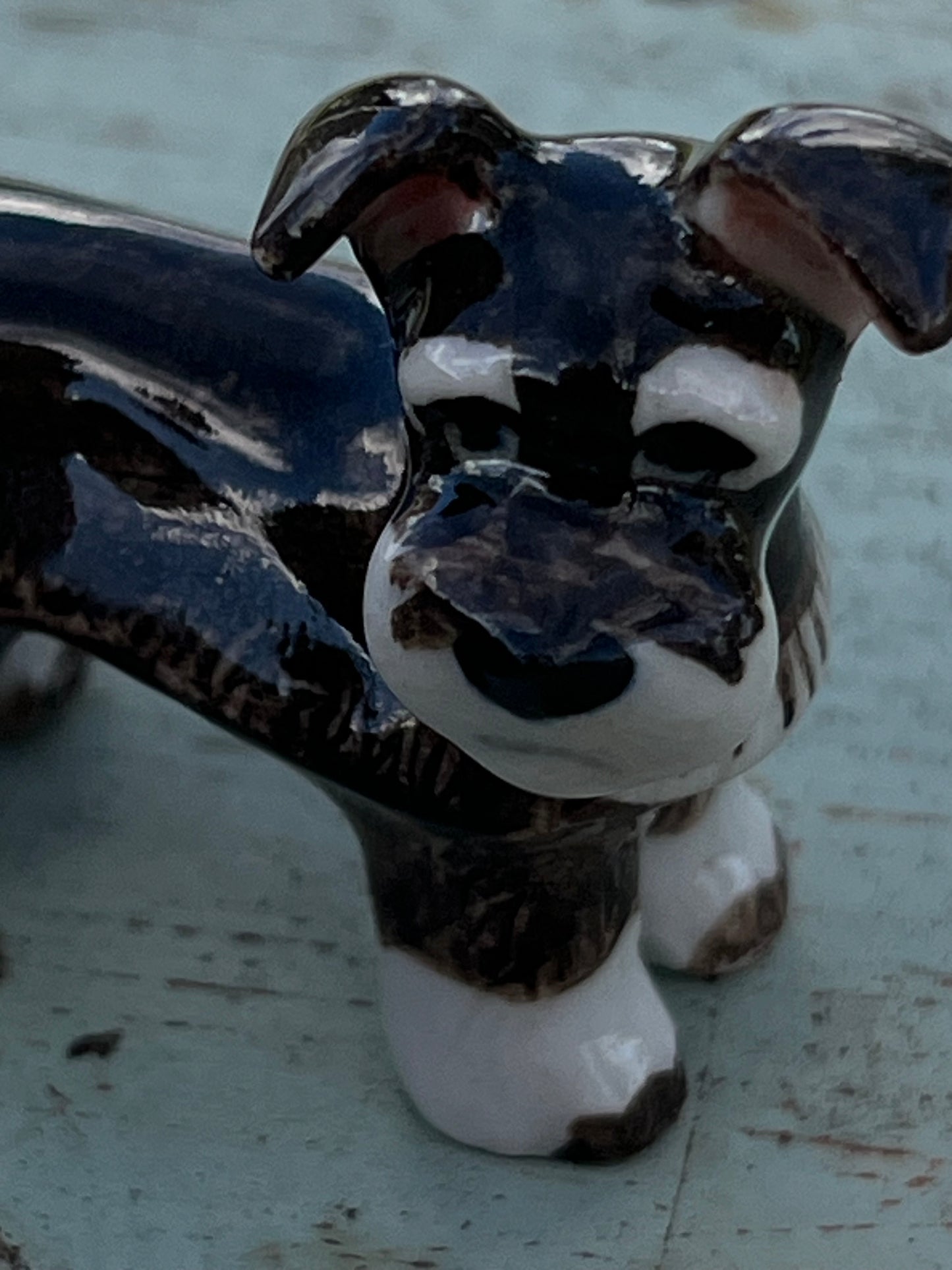 Miniature Porcelain Schnauzer Dog Figurine