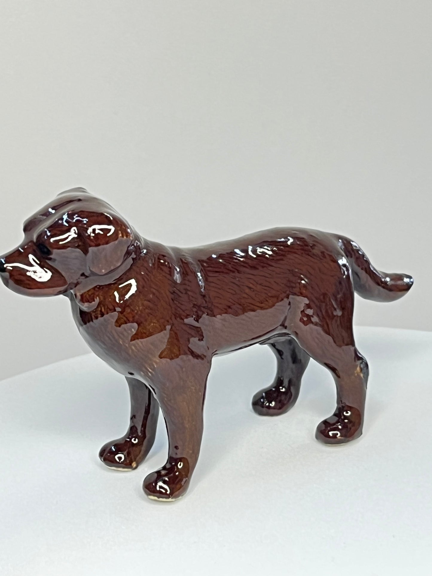 Miniature Porcelain Chocolate Labrador Standing Figurine